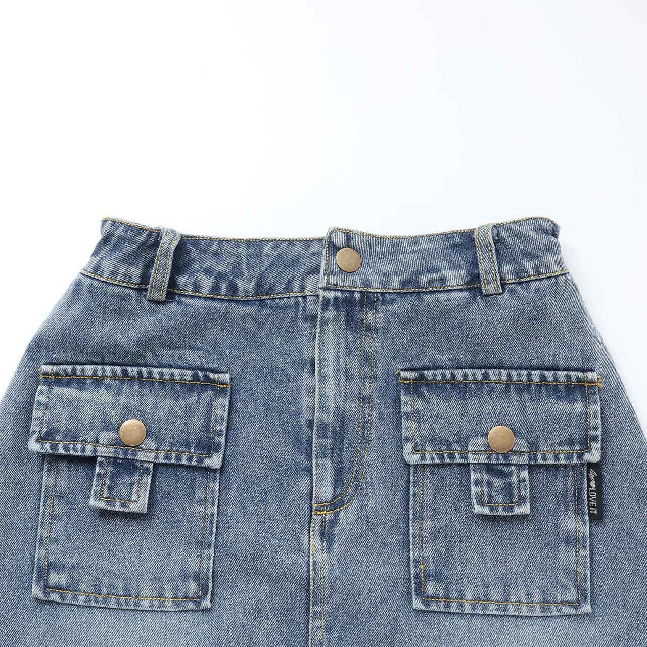 Denim Skirt with Shorts,Gray, large image number 4