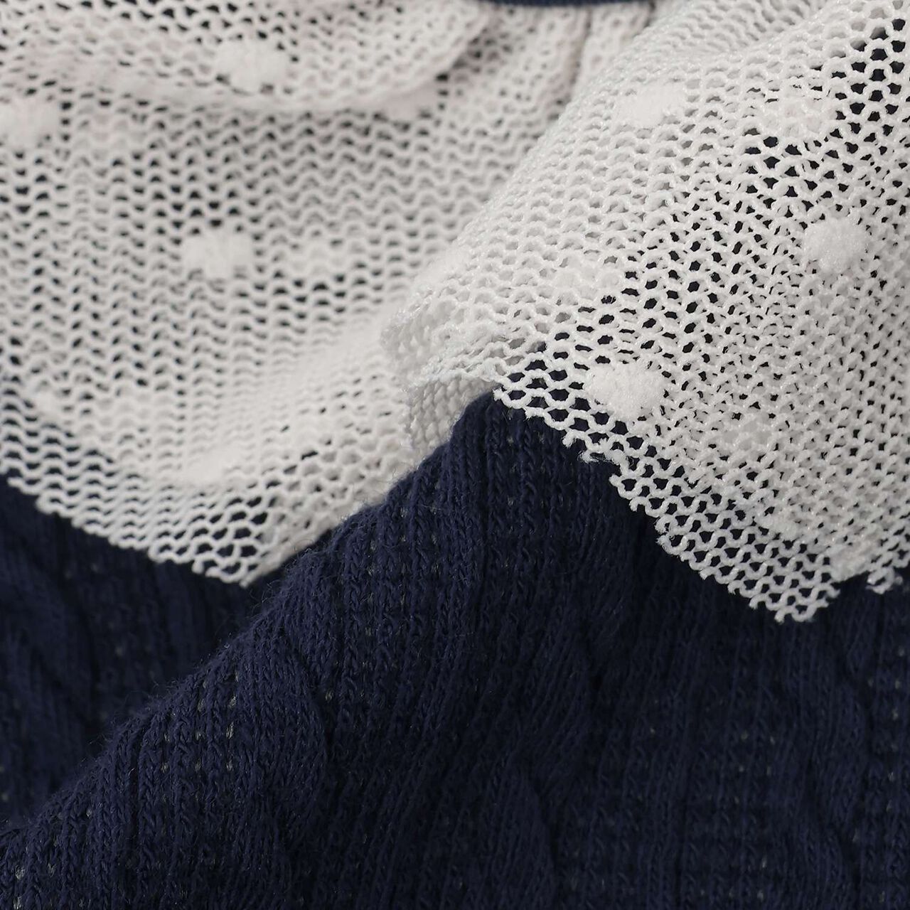 Cable Frill Cardigan [Made in Japan],Navy, large image number 4