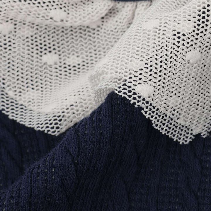Cable Frill Cardigan [Made in Japan],Navy, medium image number 4