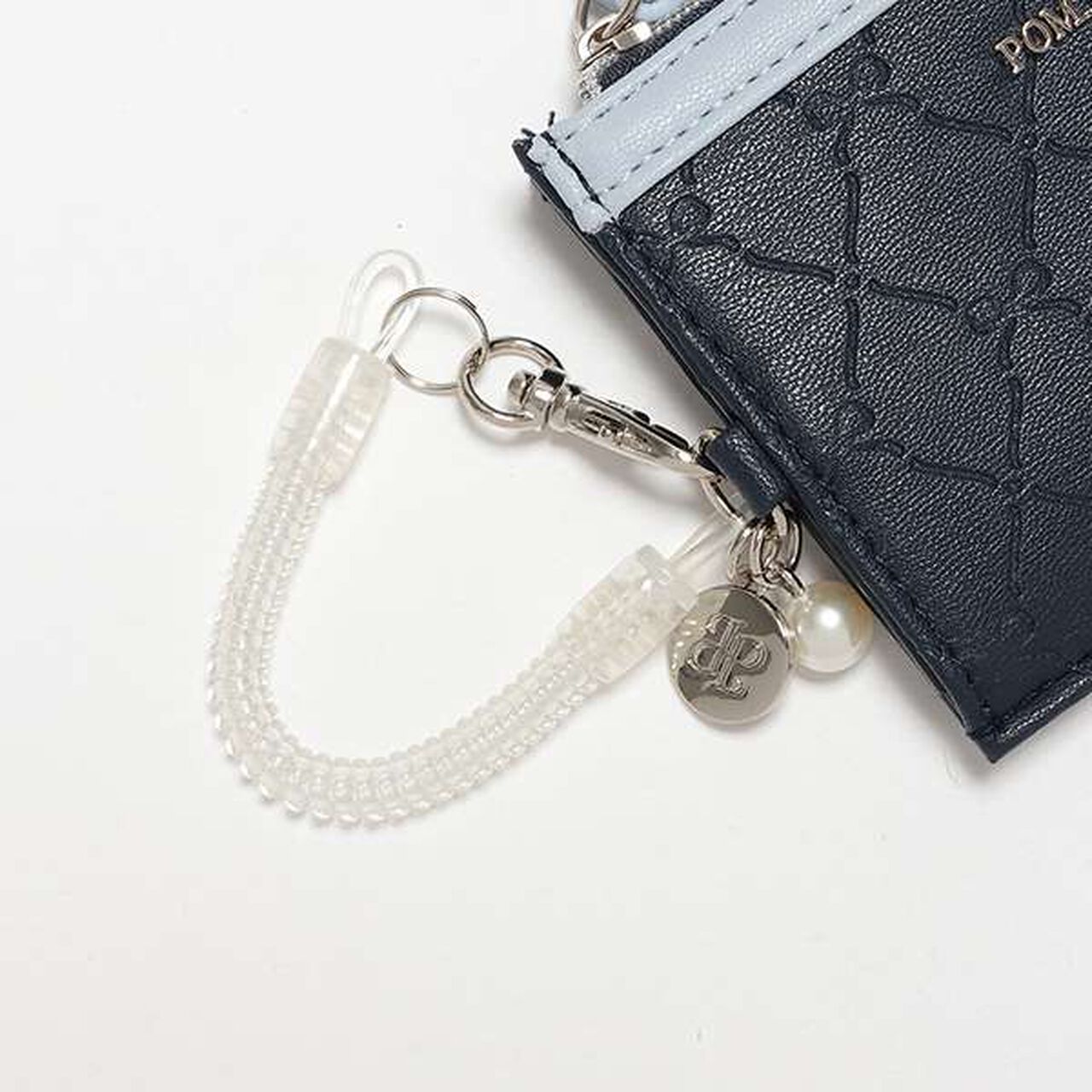 All-Over Pattern Ribbon Embossed Card Holder,Navy, large image number 4