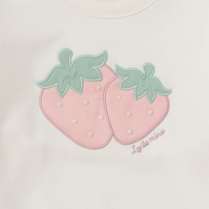 Quick-Dry Fleece Strawberry Appliqu&eacute; Sweatshirt,Black, medium image number 11