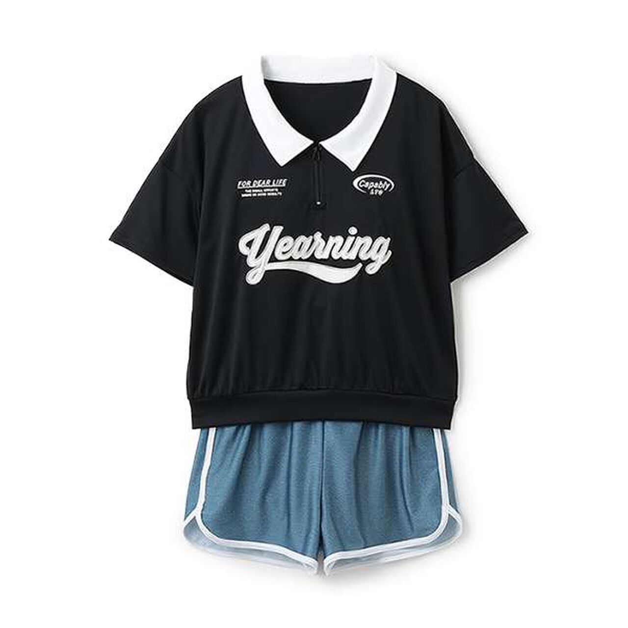 [SWIM] Half-Zip T-Shirt 3-Piece Set,Sax blue, large image number 3