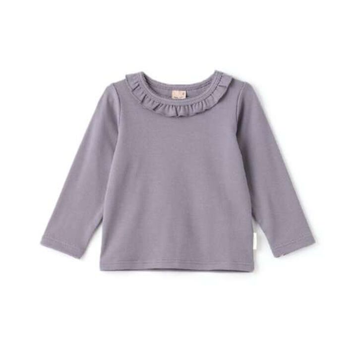 Fluffy Warmth Frill Long Sleeve T-Shirt,Gray, medium image number 4