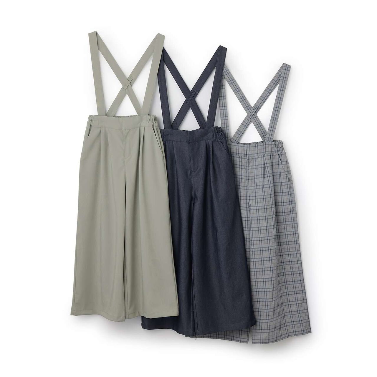 Suspender Wide Pants,Gray, large image number 13