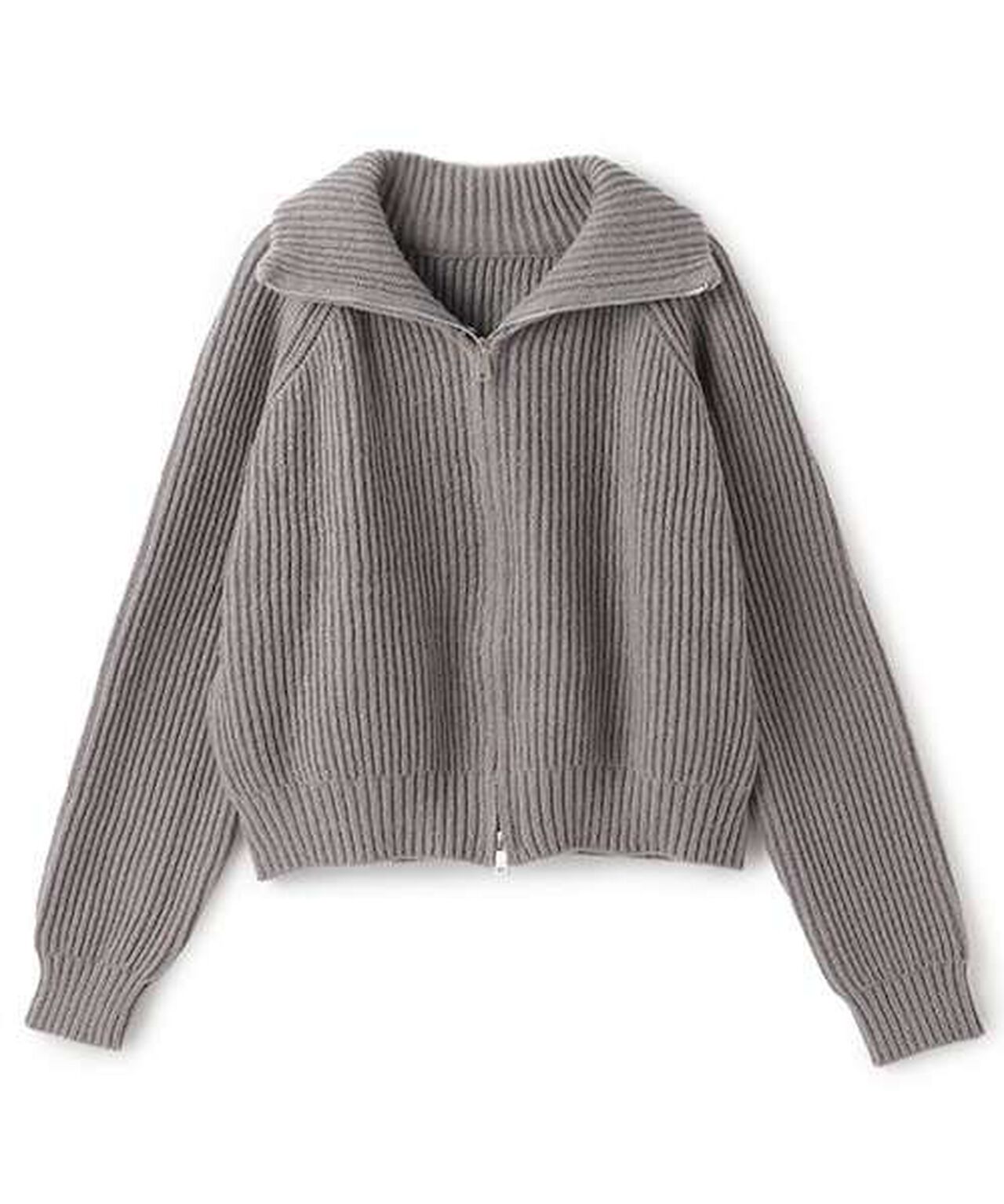 Stand Zip Knitwear,Top gray, large image number 0
