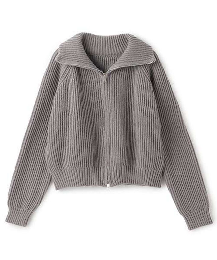 Stand Zip Knitwear,Top gray, medium image number 0