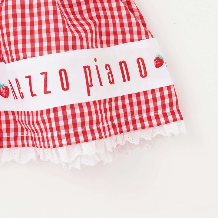 Gingham Check One-Piece Dress with Hem Logo Embroidery,Sax blue, medium image number 4