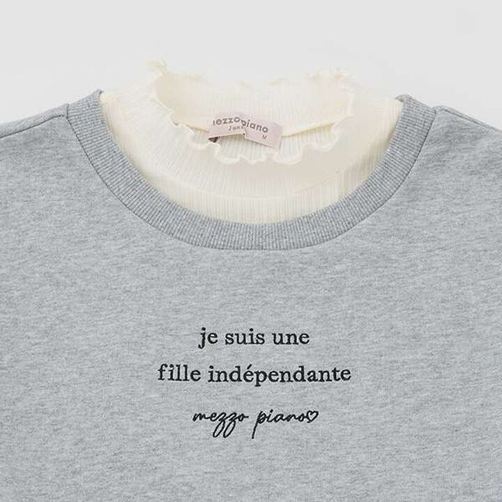 Sweatshirt with Shoulder Ribbons and Necklace,Black, medium image number 6