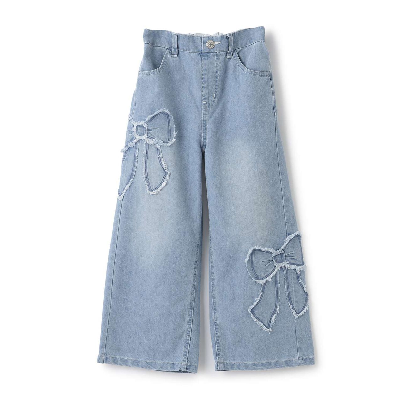 Ribbon Appliqu&eacute; Denim Pants,Gray, large image number 12