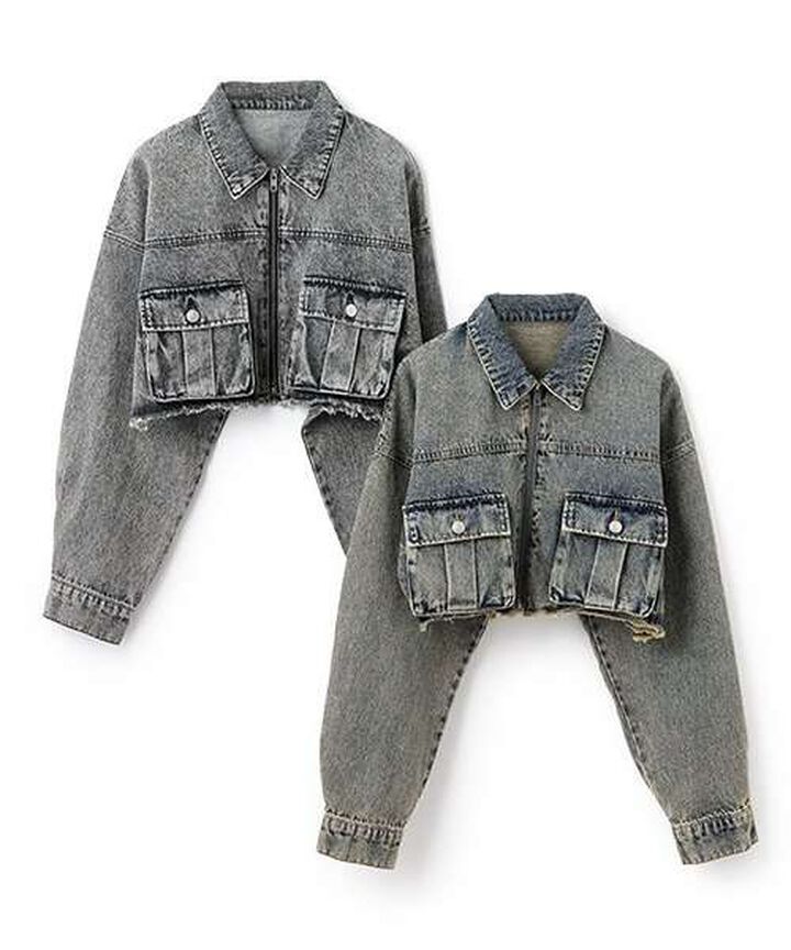 Denim Short Jacket,Gray, medium image number 3