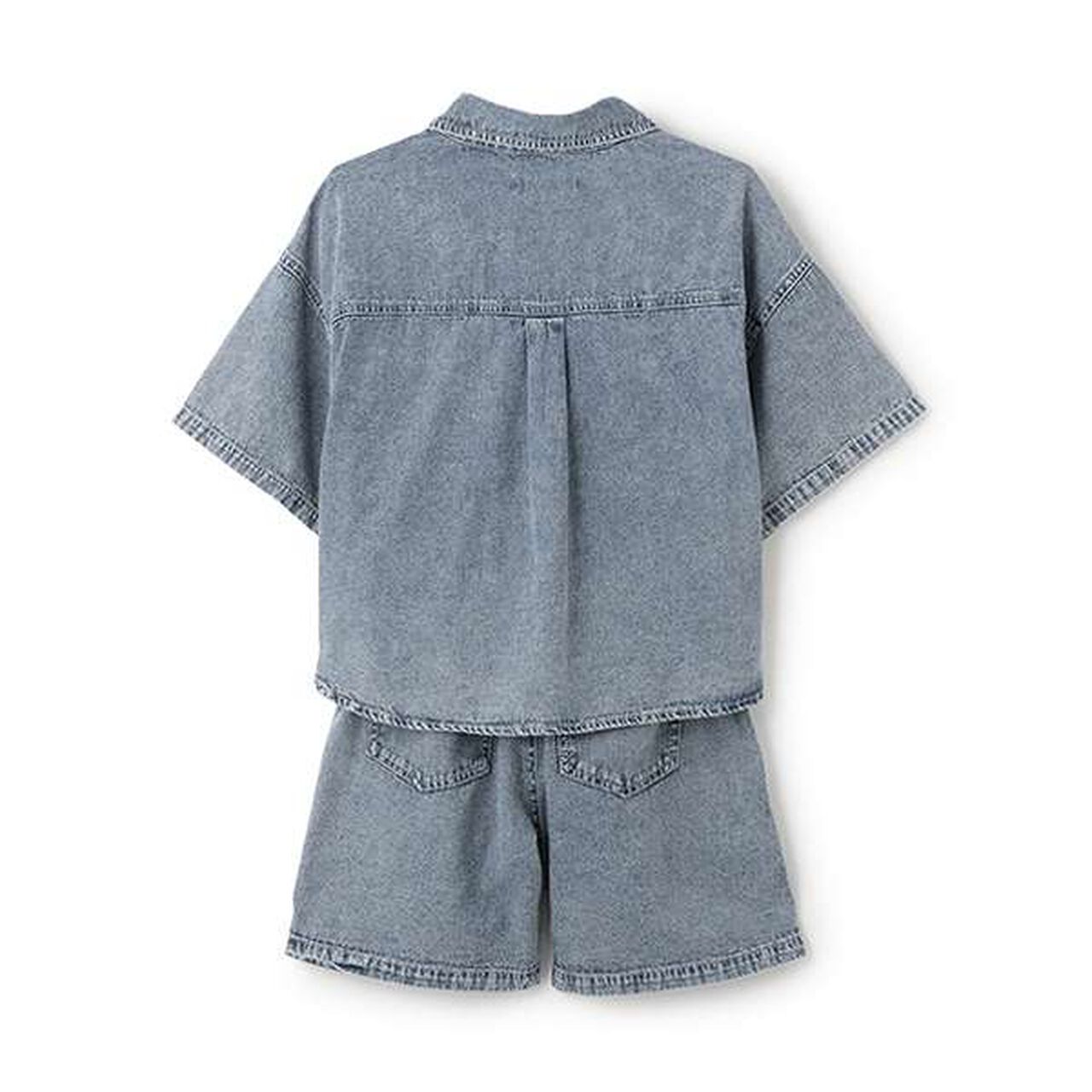 [100% Cotton] Denim Short-Sleeve Outfit Set,Blue, large image number 7