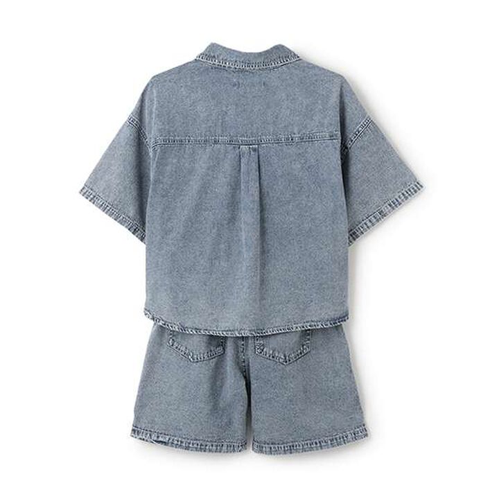 [100% Cotton] Denim Short-Sleeve Outfit Set,Blue, medium image number 7