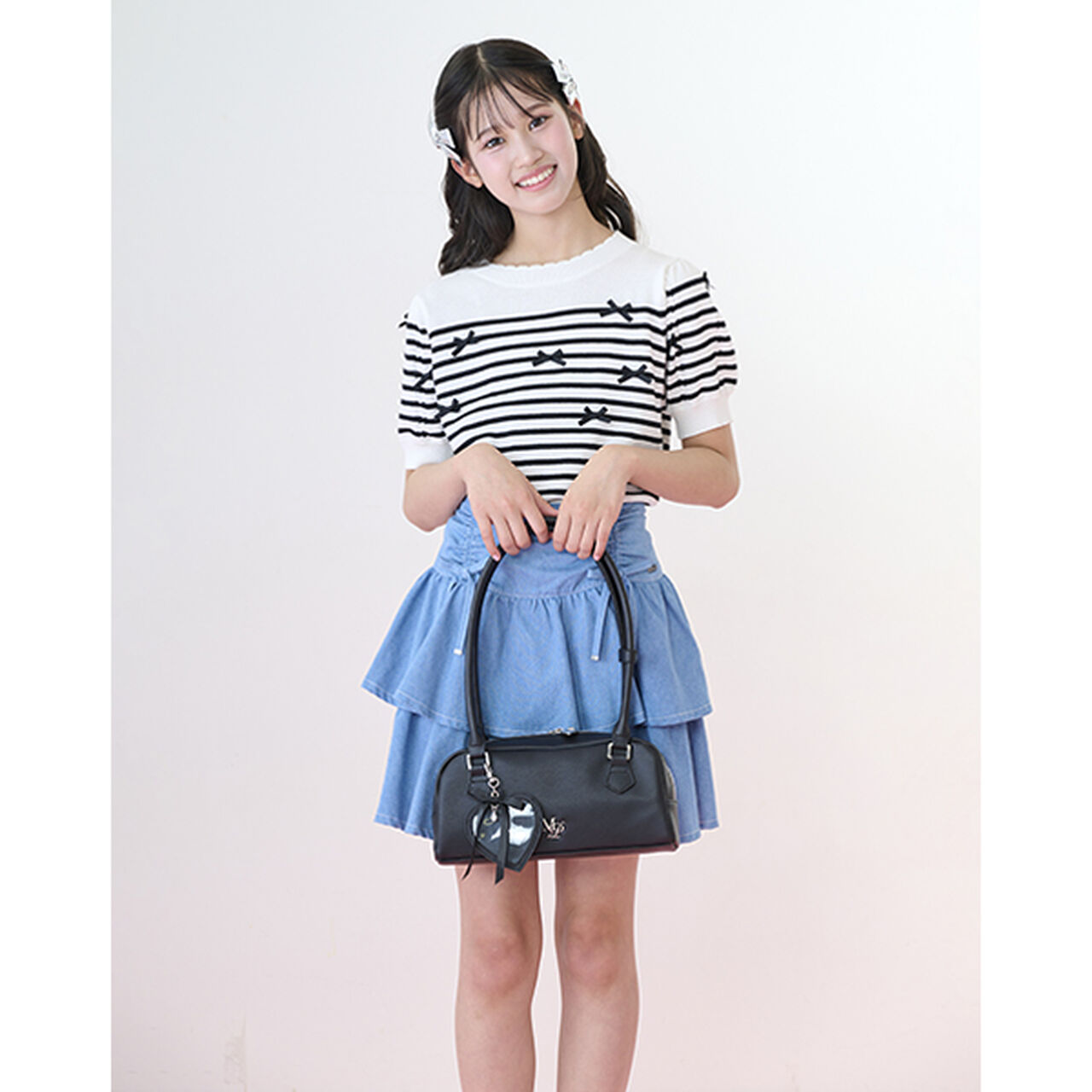 Drawstring Tiered Skirt with Shorts,Light blue, large image number 22