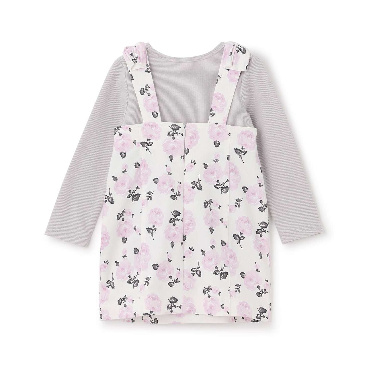 Link Shoulder Ribbon Jumper Skirt Set,Navy, large image number 7