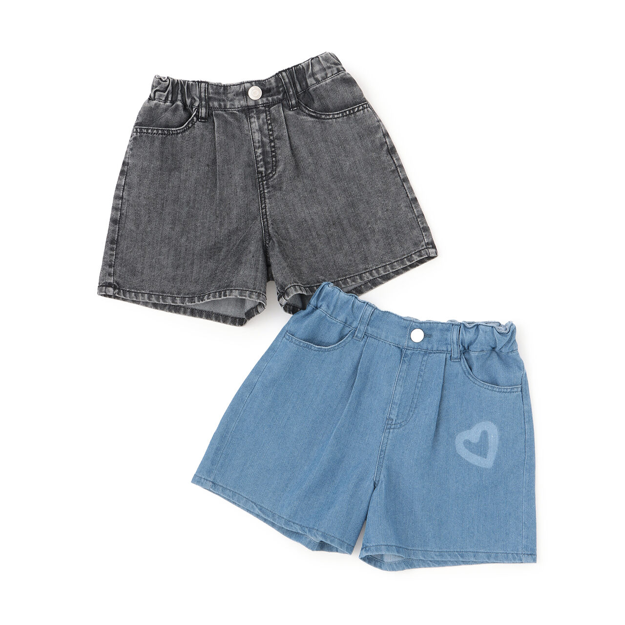 [Cool Touch] Heart Spray Denim Shorts,Gray, large image number 8