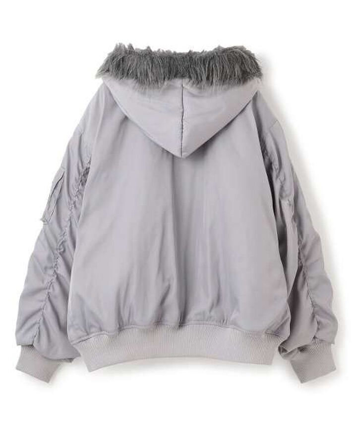 Hooded Bomber Jacket [Korean Fashion],Gray, medium image number 5