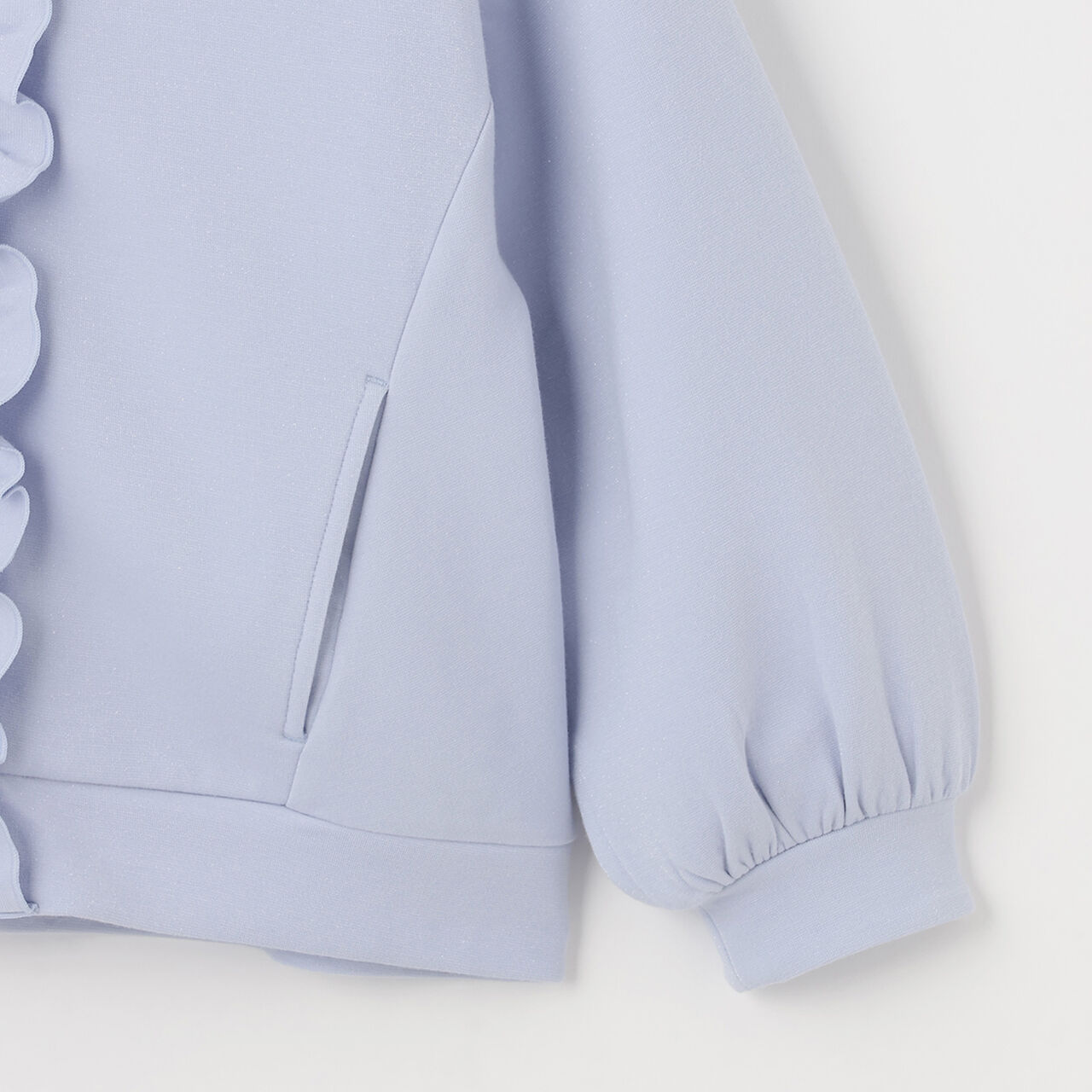 Lame Double-Knit Frill 3WAY Bomber Jacket,Sax blue, large image number 9
