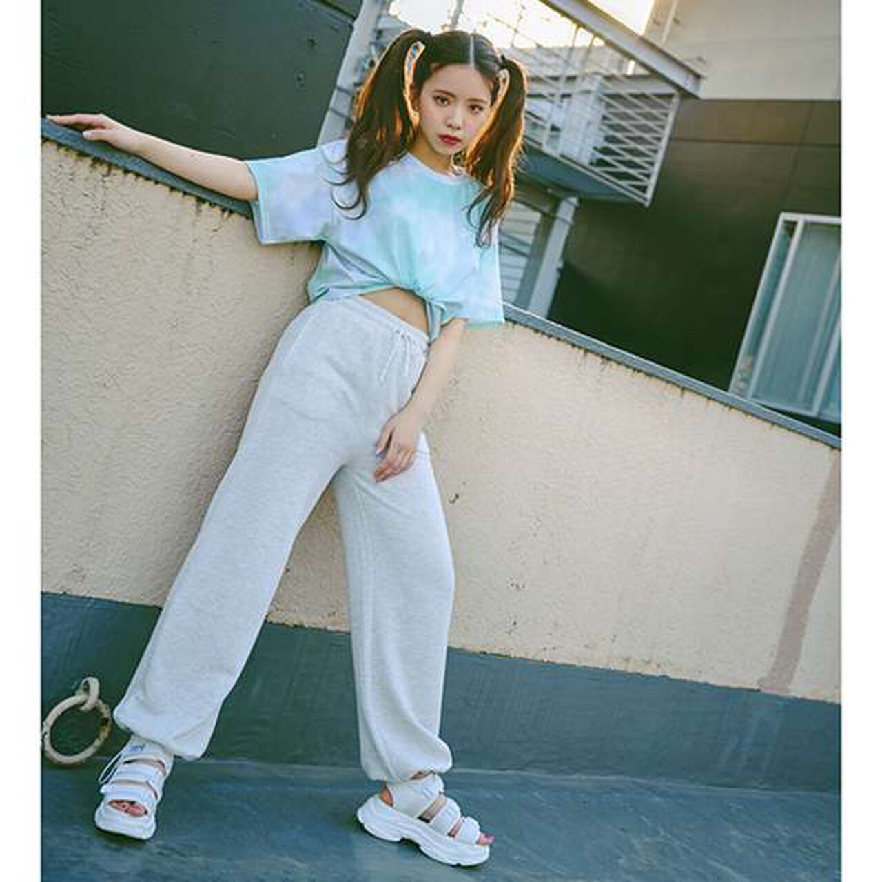 Drawstring Sweatpants,Smoke white, large image number 0