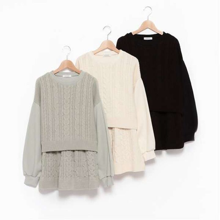 Cable Knit Set-Up,Black, medium image number 9