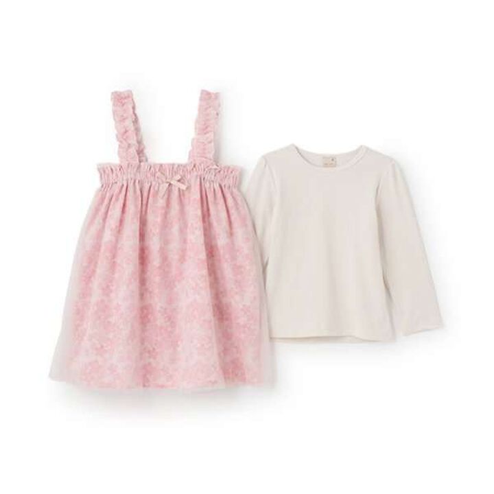 Floral Tulle Dress Set,Pink, medium image number 17