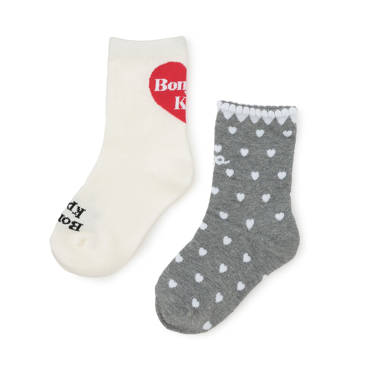 [2-Pack] Heart Pattern Socks Set,Off white, large image number 0