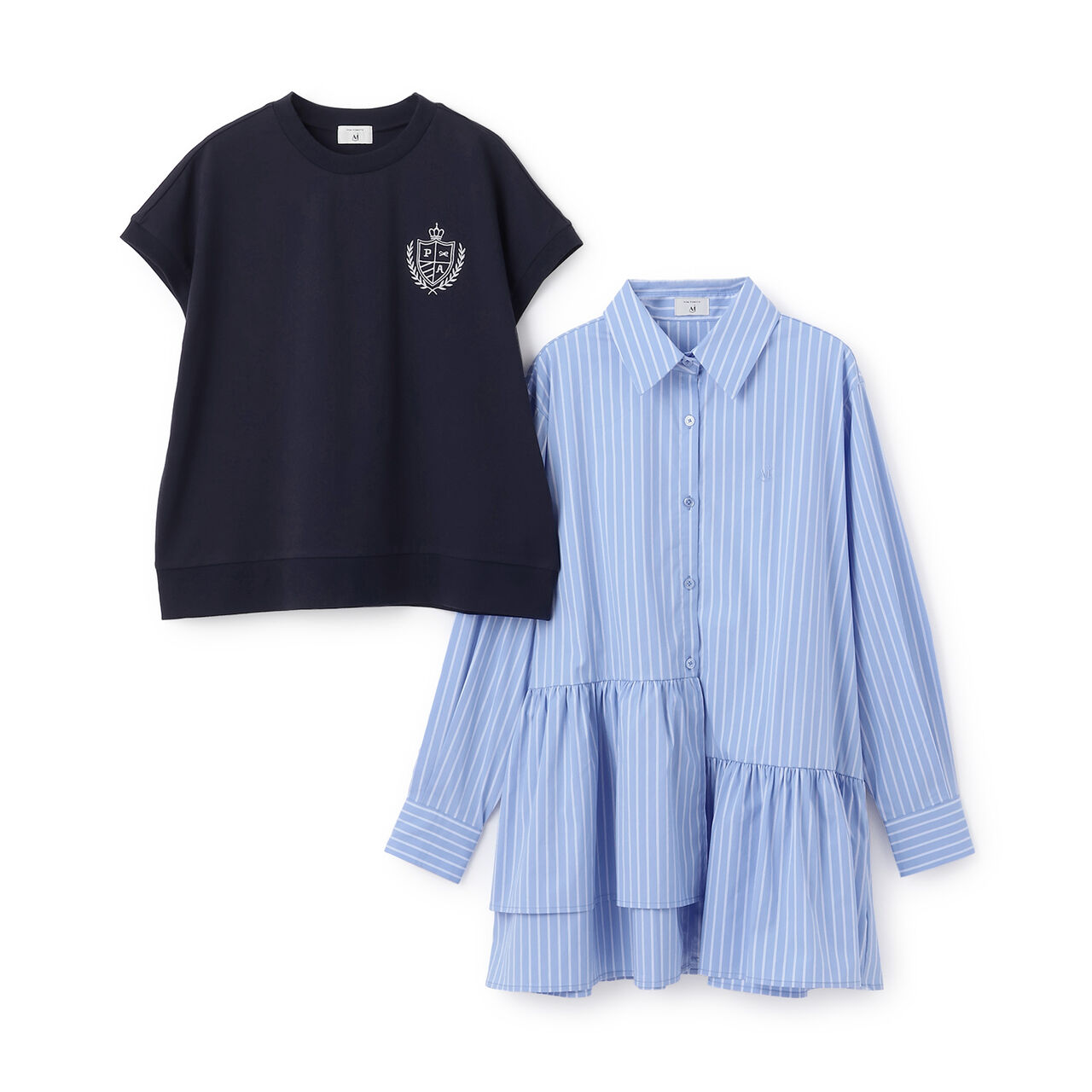 [AMI] Lightweight French Terry Vest × Peplum Shirt Dress,Navy, large image number 2