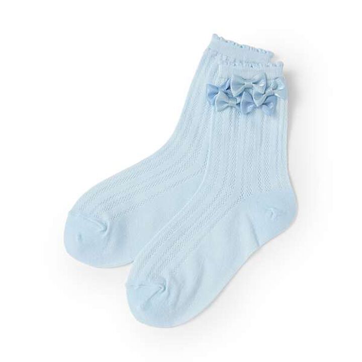 Ribbon Full Crew Socks,Sax blue, medium image number 0