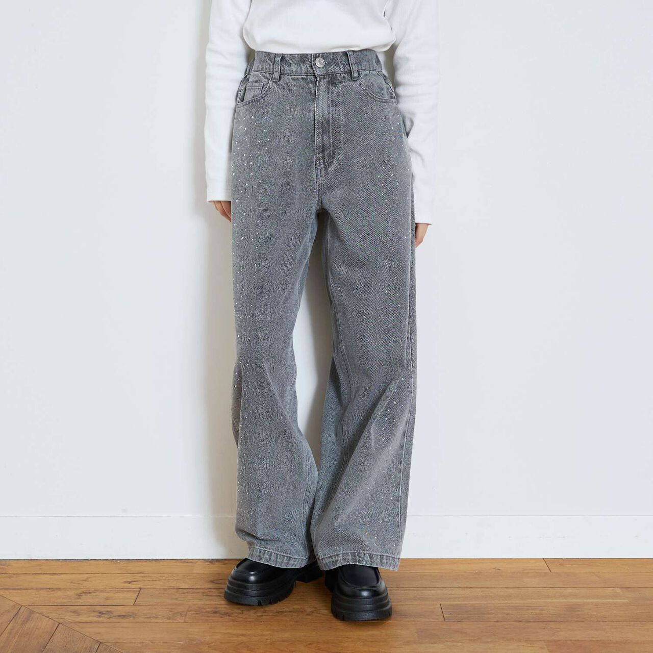 Stylish Stone Denim Pants,Blue, large image number 12