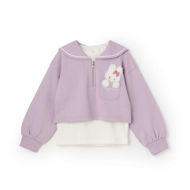 [Restock] Short Sailor Pullover & Long-Sleeve Petite High-Neck Set,Lilac, medium image number 0