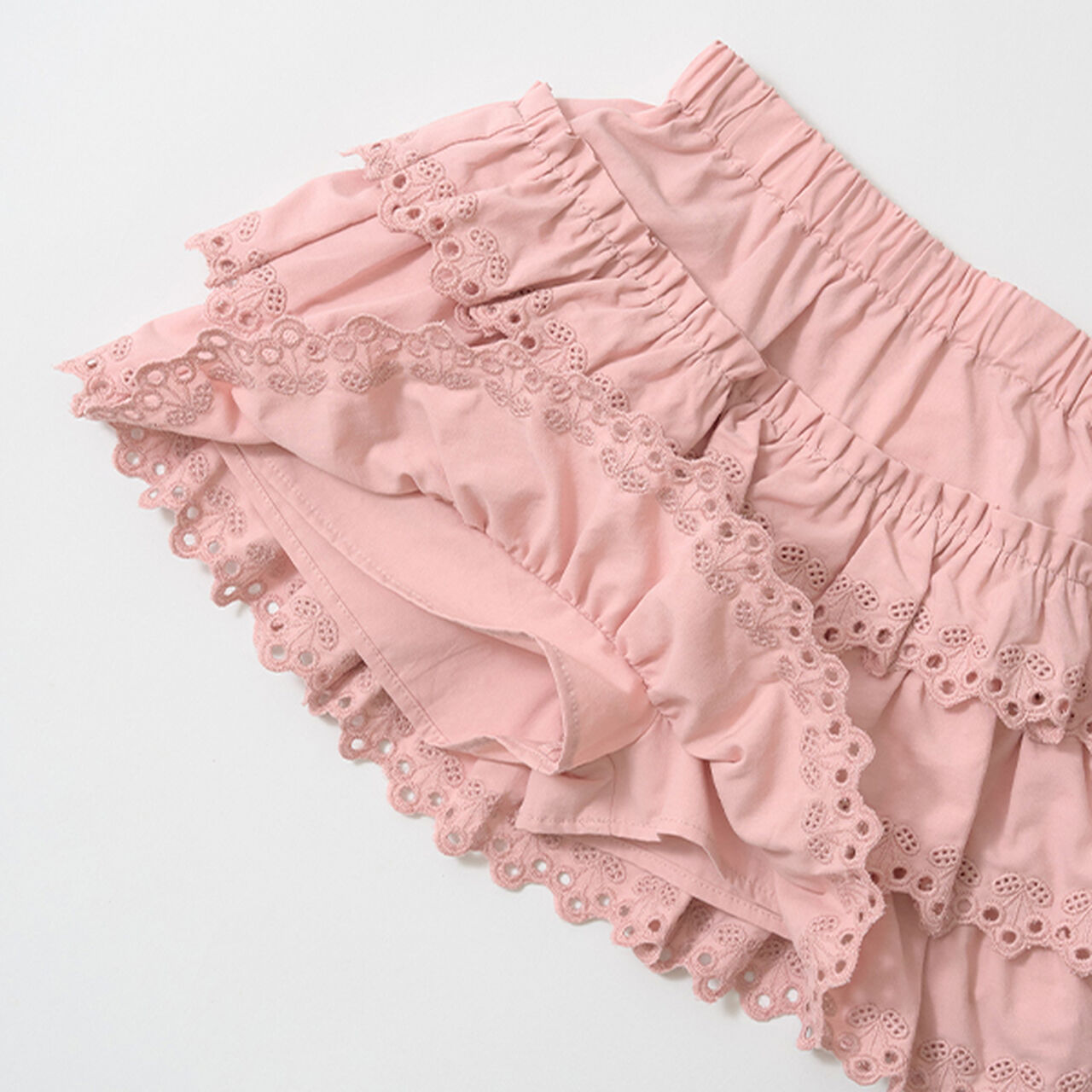 Cherry Cotton Lace Tiered Skirt with Shorts,Ivory, large image number 12