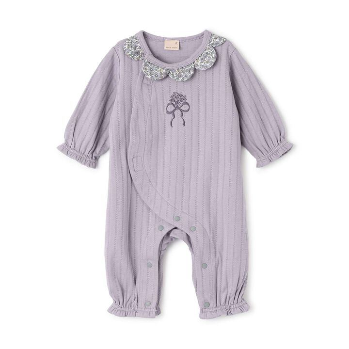 Scallop Trim Collar Coverall,Lilac, medium image number 0