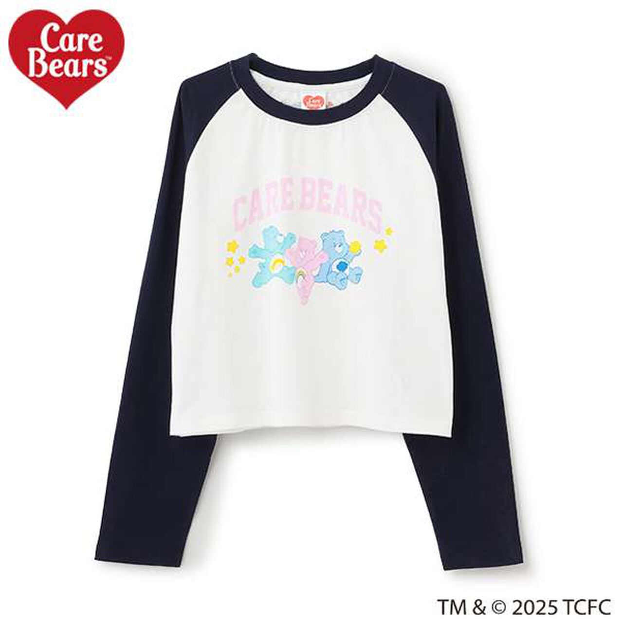 [Care Bears] Raglan Cropped Long-Sleeve T-Shirt,Navy, large image number 0