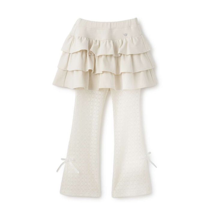 Frilly Tiered Skirt & Lace Pants Set,Ivory, medium image number 0