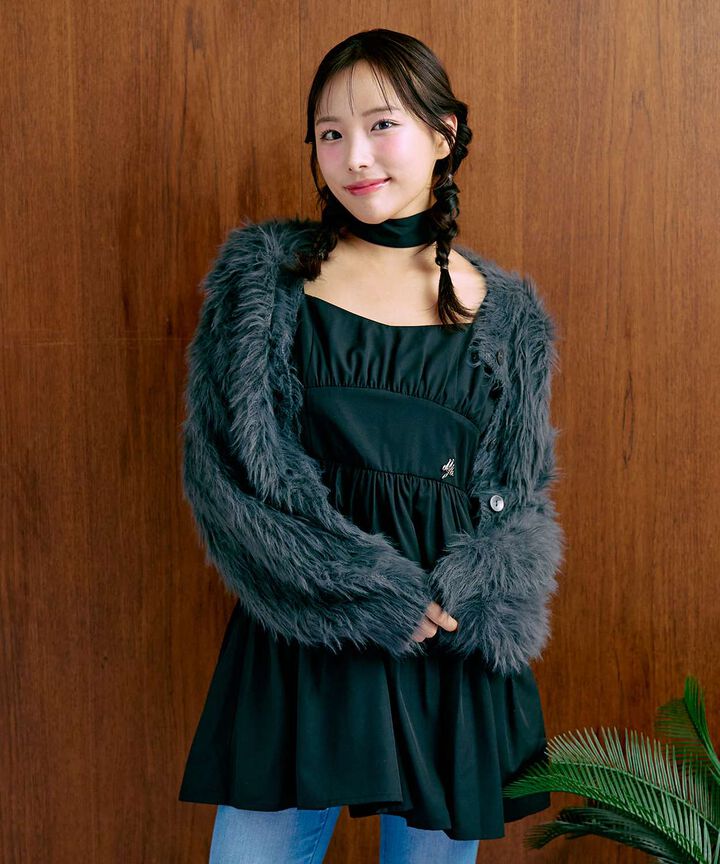 Shaggy Short Cardigan,Purple, medium image number 2