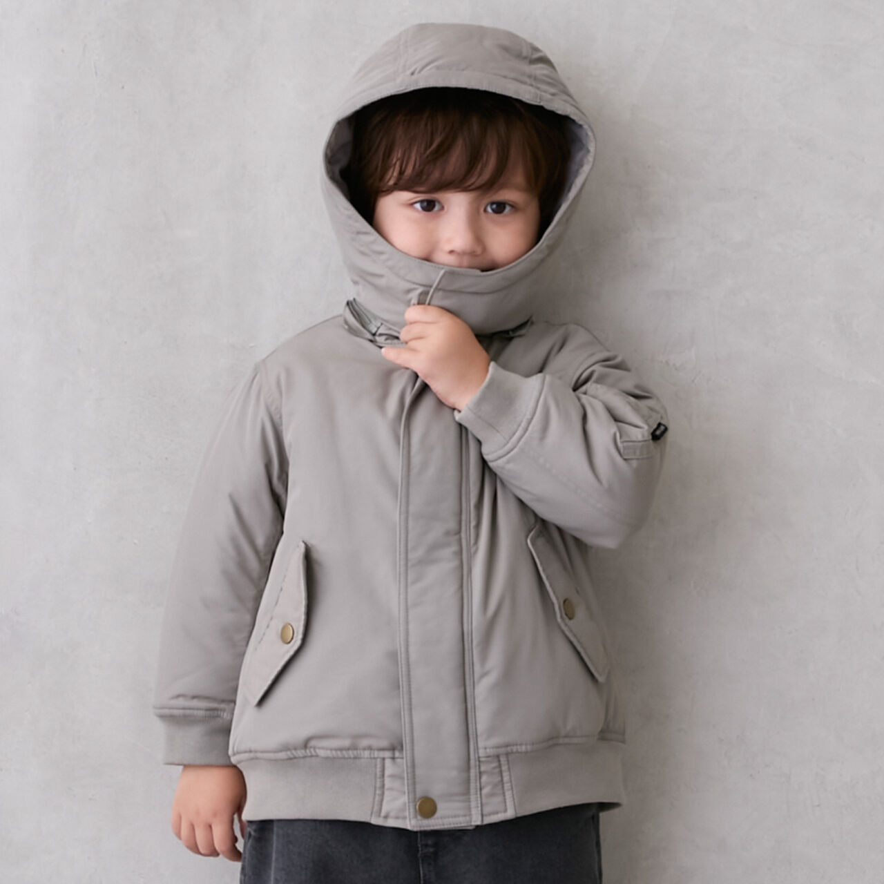 Washable MA1 Style Removable Hood Jacket,Khaki, large image number 7