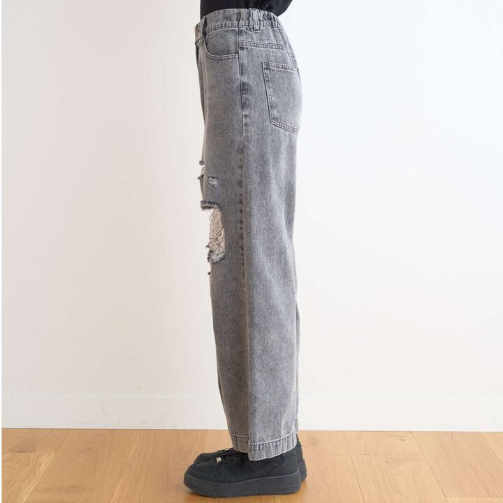 [LTXC/Cool Touch] Distressed Denim Wide Pants,Gray, medium image number 16