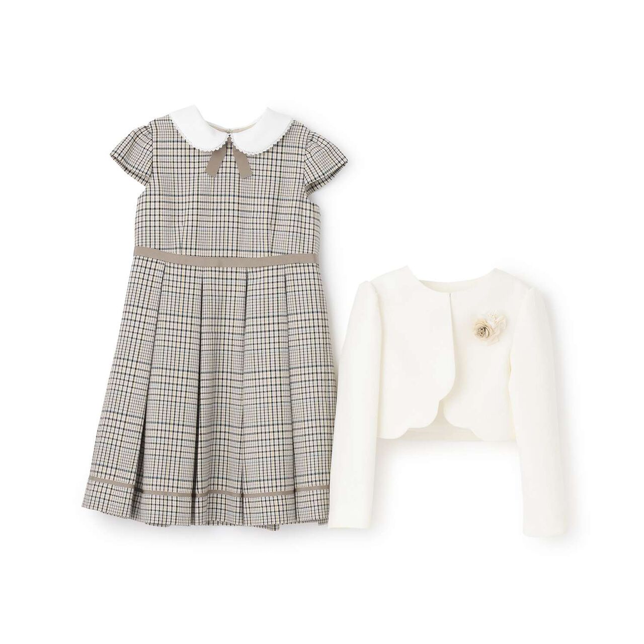 [Formal] Checkered OP + Scallop Trim JK Set,Beige, large image number 9