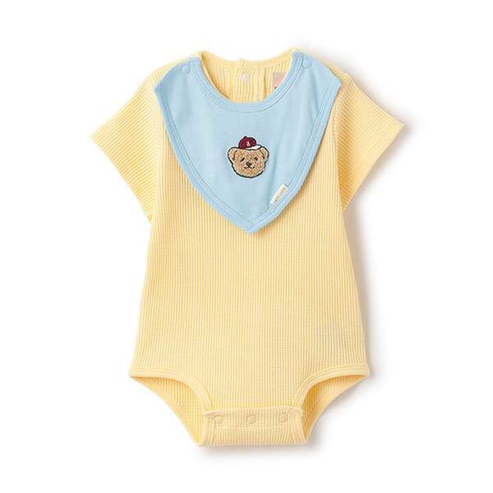 Bib-Attached Romper,Yellow, medium image number 0