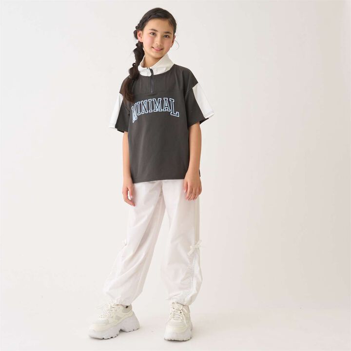 Half-Zip Loose Short Sleeve T-Shirt,Smoke white, medium image number 11