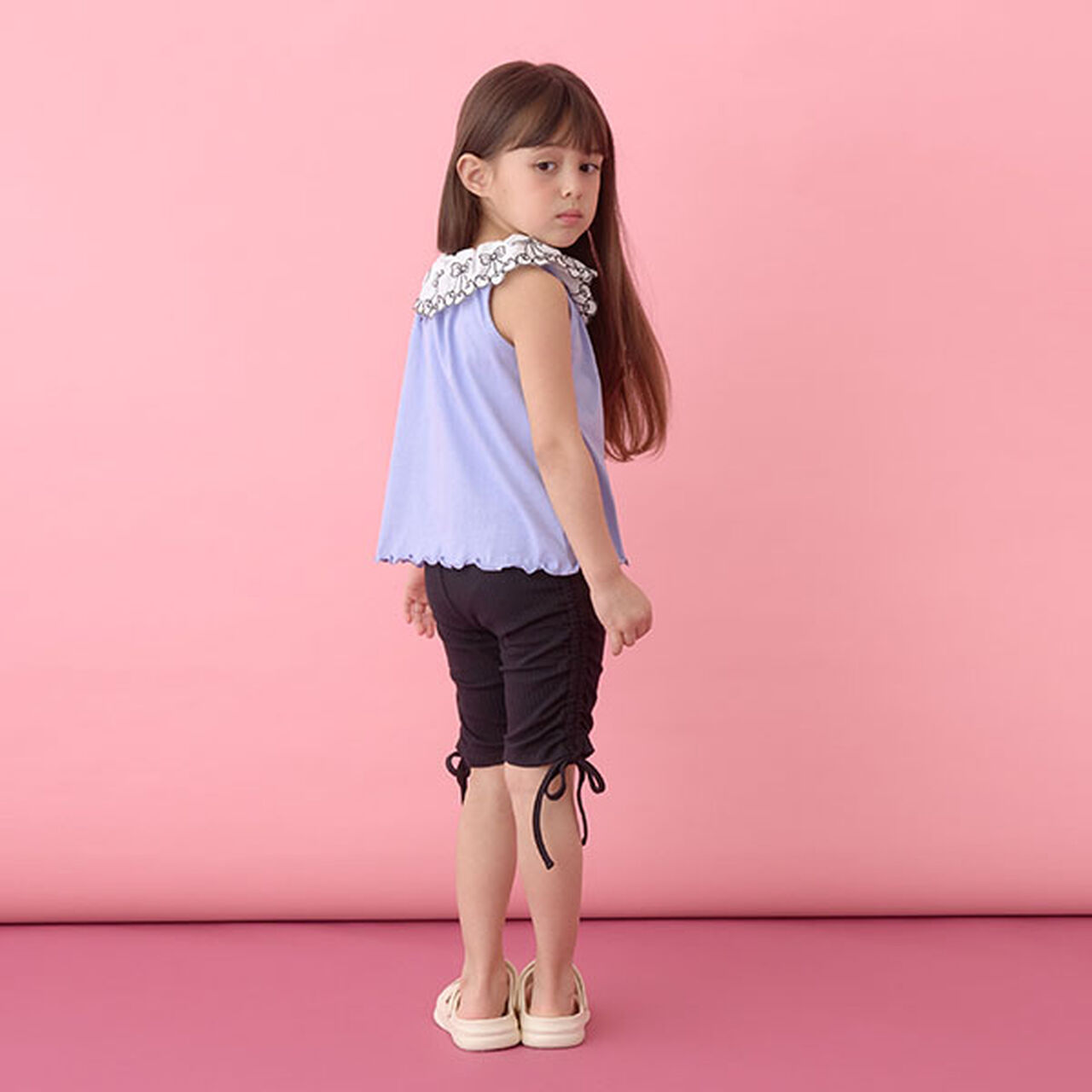 [Soft Cotton] Cherry Lace Collar Top,Light orange, large image number 9