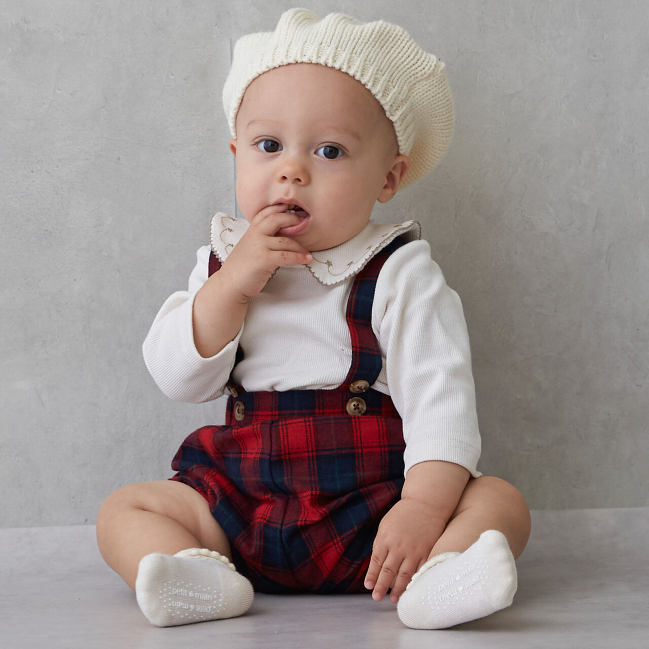 Collared Embroidery Overall Set,Ivory, large image number 0