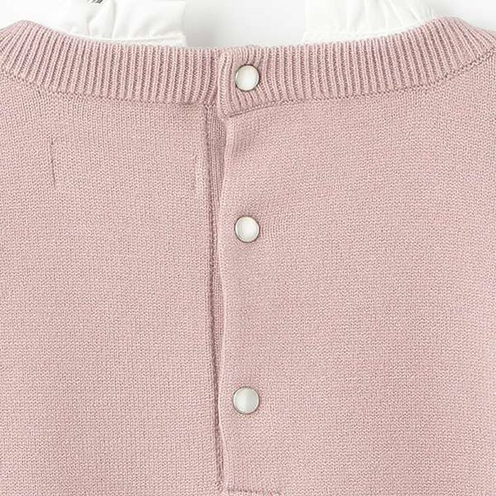 Ribbon Jacquard Frill Collar Knitwear,Pink, medium image number 7