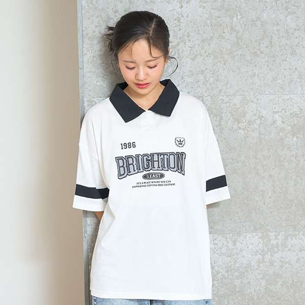 [7days] Cool Touch Loose Polo Shirt,Off white, large image number 3