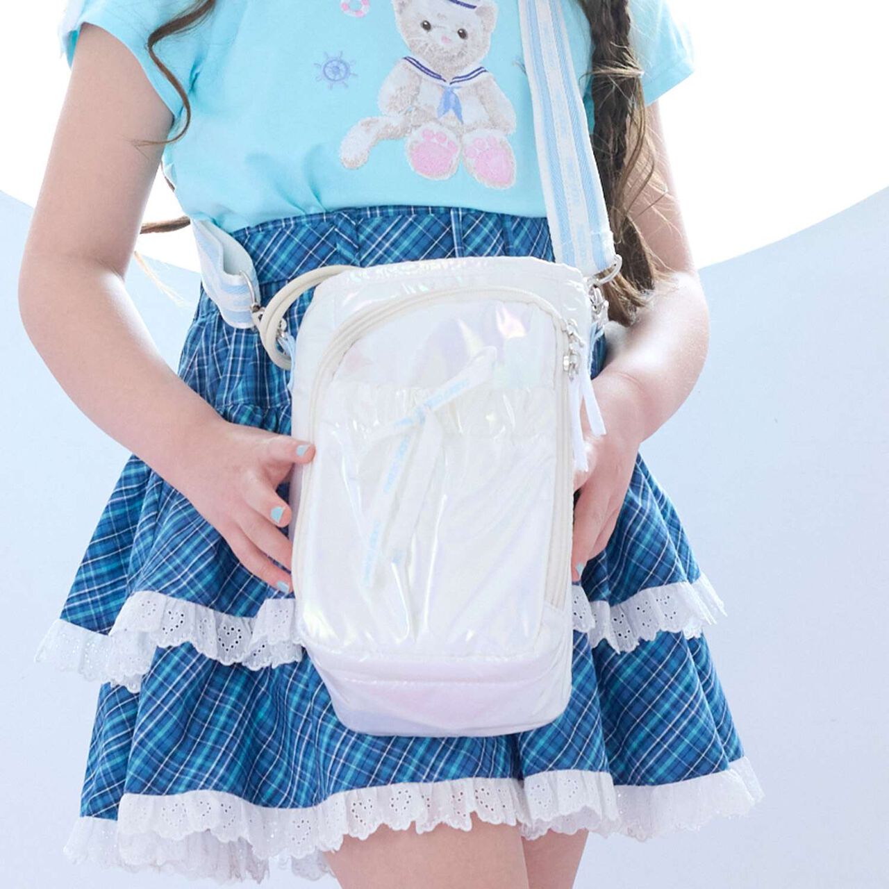Logo Ribbon Shoulder Bag with Pet Bottle Holder,Pearl white, large image number 0