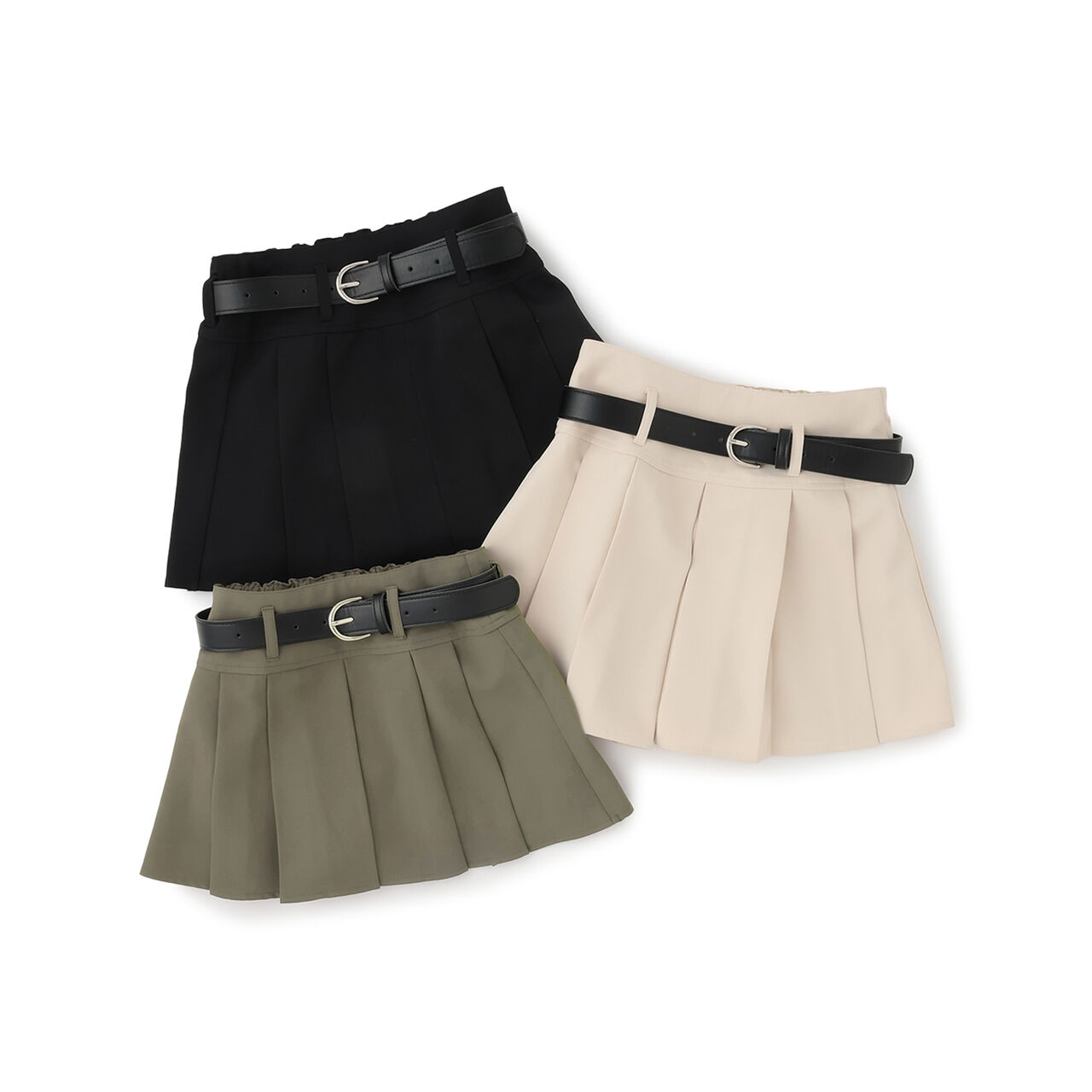 Pleated Mini Skirt with Belt,Light beige, large image number 7