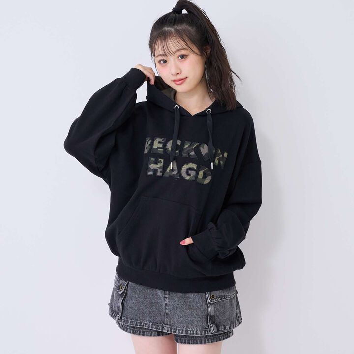 [100% Cotton] Patterned Logo Appliqu&eacute; Hoodie,Off white, medium image number 4