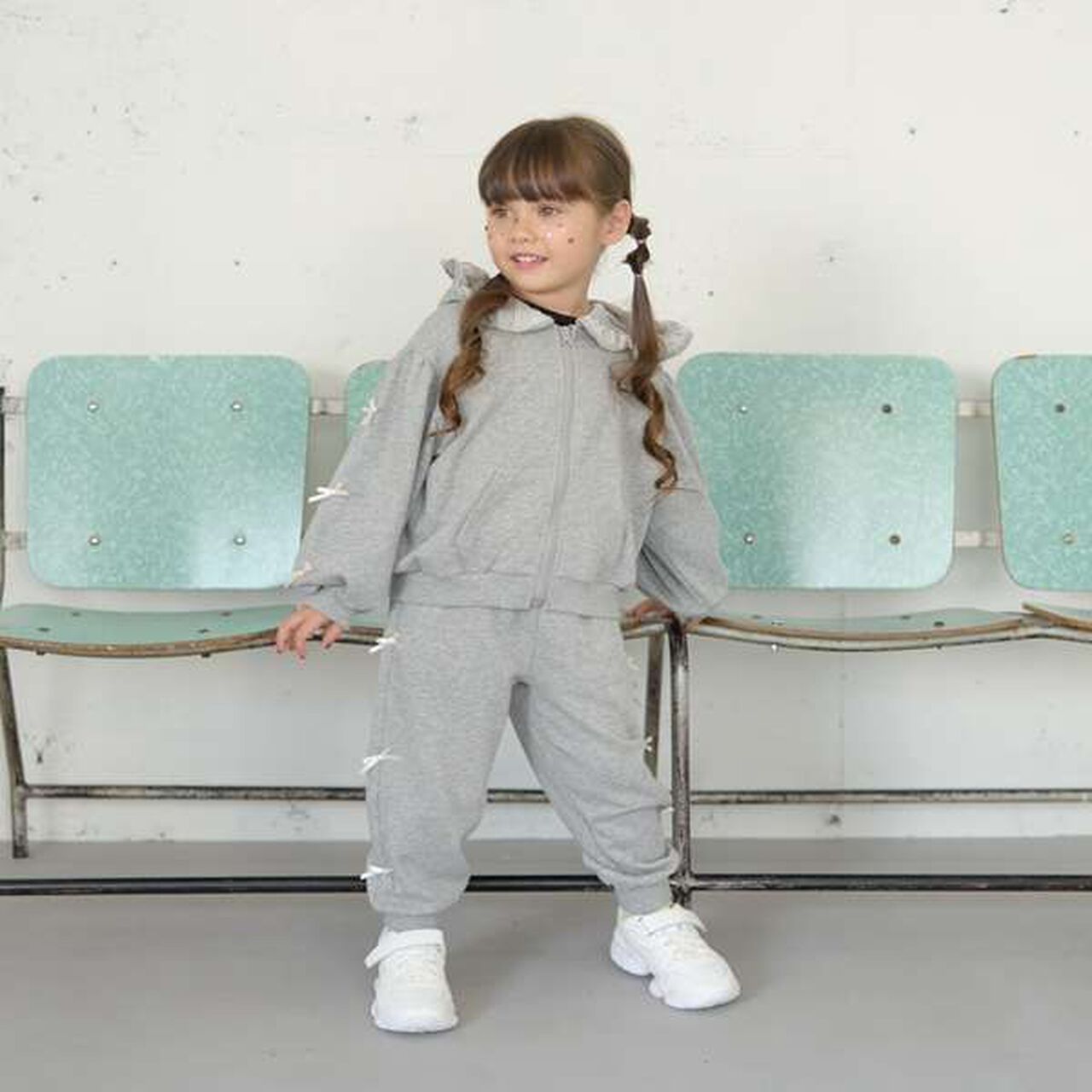 [Restock] Goodbye Pills Fleece Zip Parka with Frill and Ribbon,Ink blue, large image number 15