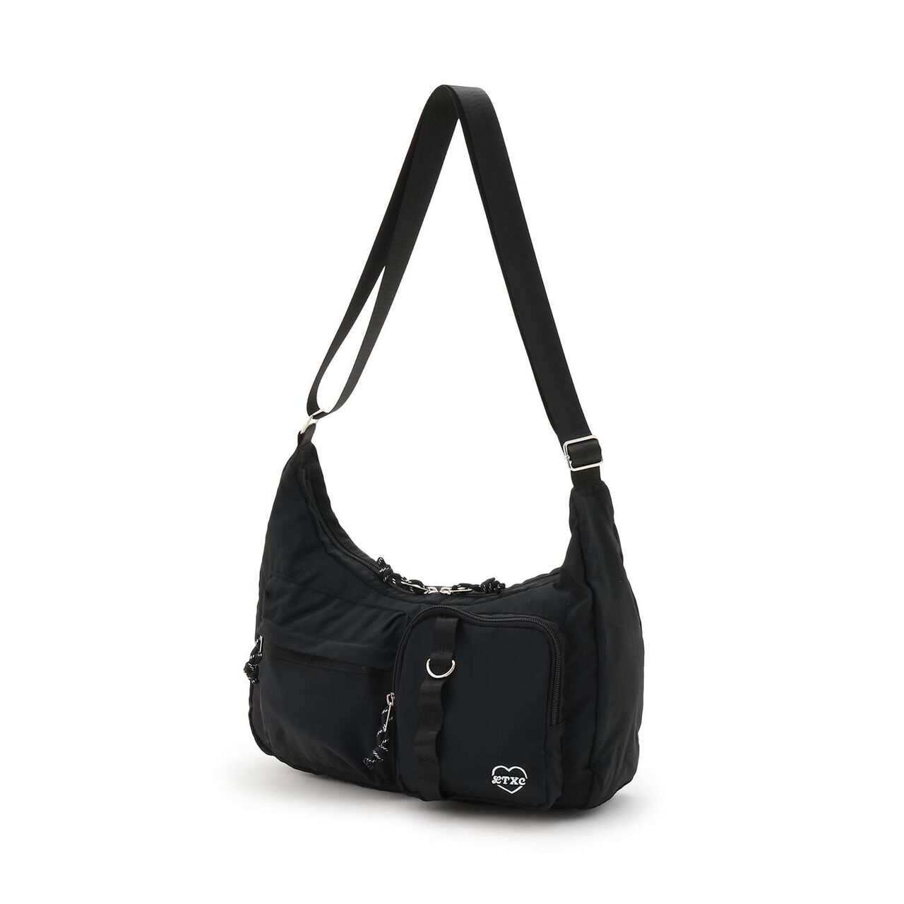 [LTXC] Double Pocket Nylon Shoulder Bag,Black, large image number 5