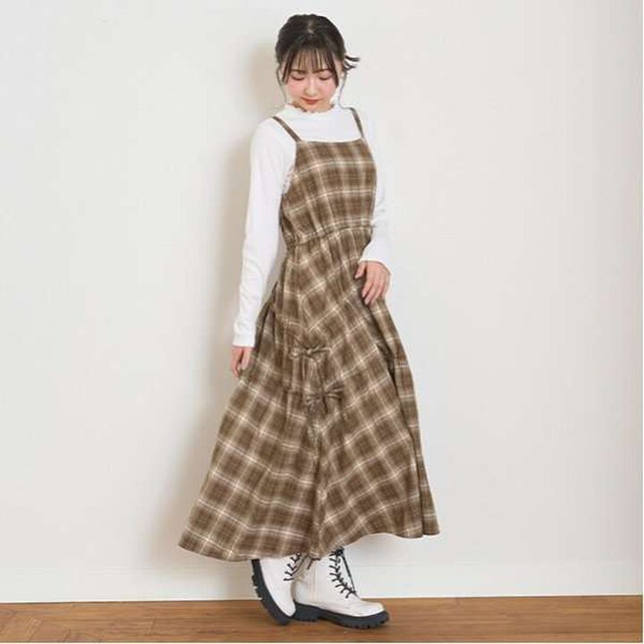 [LTXC] Checkered Camisole Jumper Dress,Black, medium image number 1