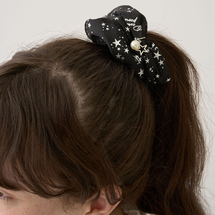Star All-Over Print Scrunchie,Black, medium image number 0